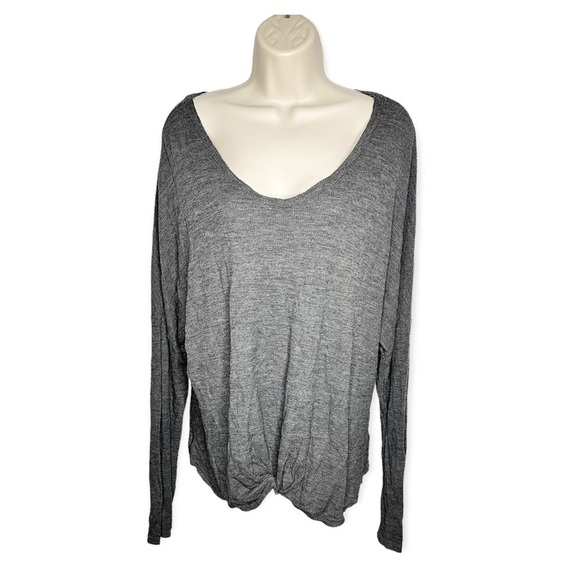 Chance or Fate Gray Light Weight Waffle Knit Scoop Neck Long Sleeve Top Size XL - Picture 1 of 5